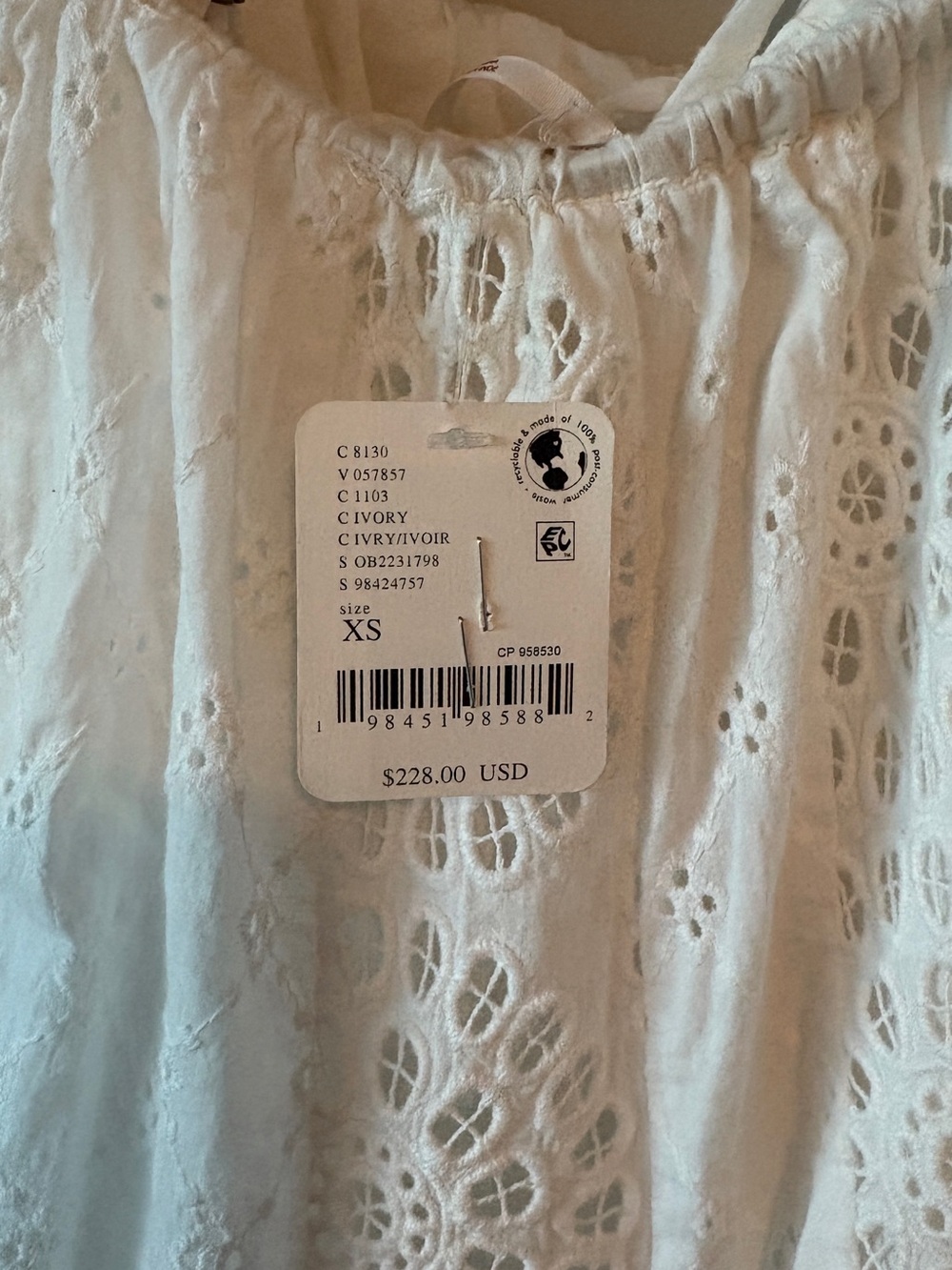 Free People Ivory Eyelet Jumpsuit - XS